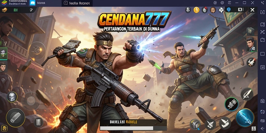 Tangkapan layar gameplay CENDANA777 menampilkan aksi Battle Royale yang mendebarkan.