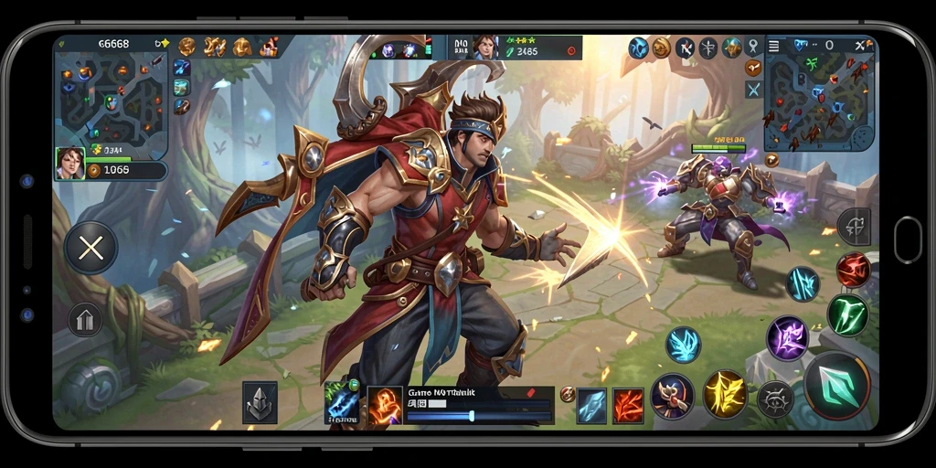 Screenshot G668 memperlihatkan pertempuran MOBA yang epik.