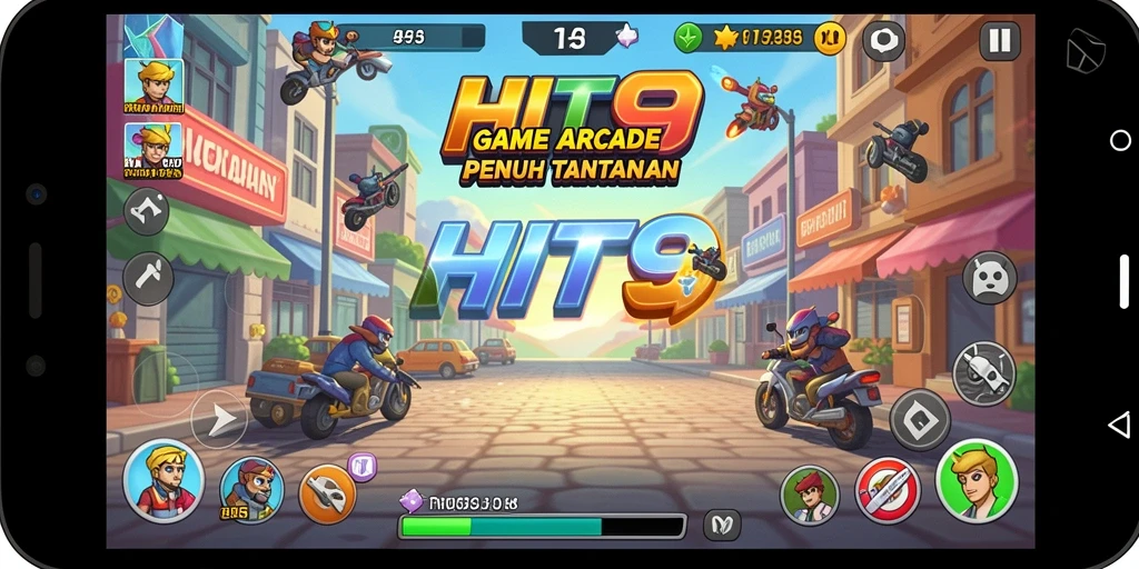 Tangkapan layar utama HIT9 menampilkan gameplay seru dengan aksi cepat.