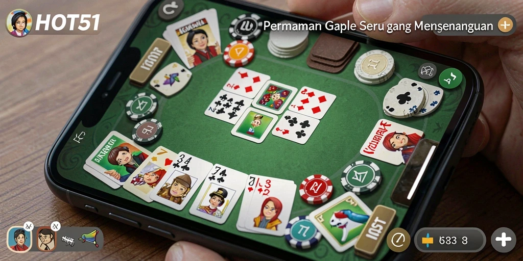Screenshot menampilkan gameplay seru dari permainan Gaple HOT51.