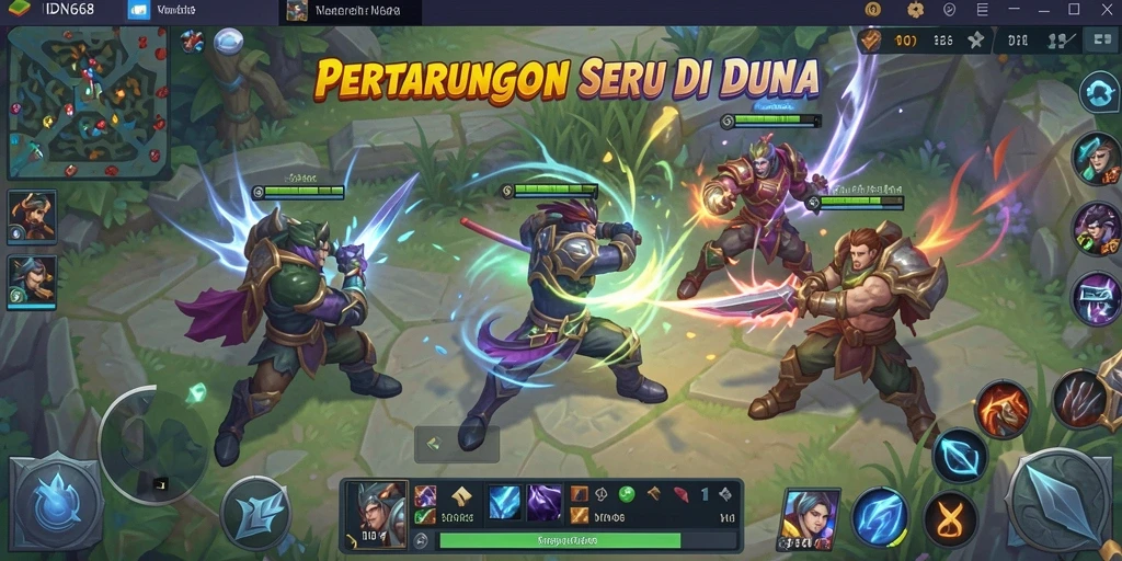 Screenshot gameplay IDN668 yang menampilkan aksi seru dalam MOBA.