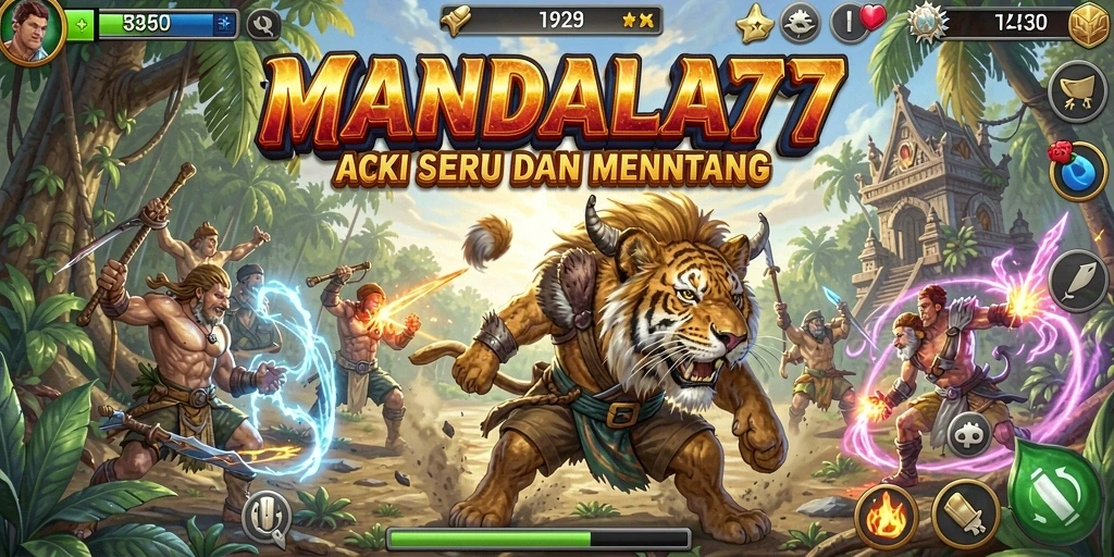 Screenshot gameplay MANDALA77 menampilkan aksi pertarungan yang mendebarkan.