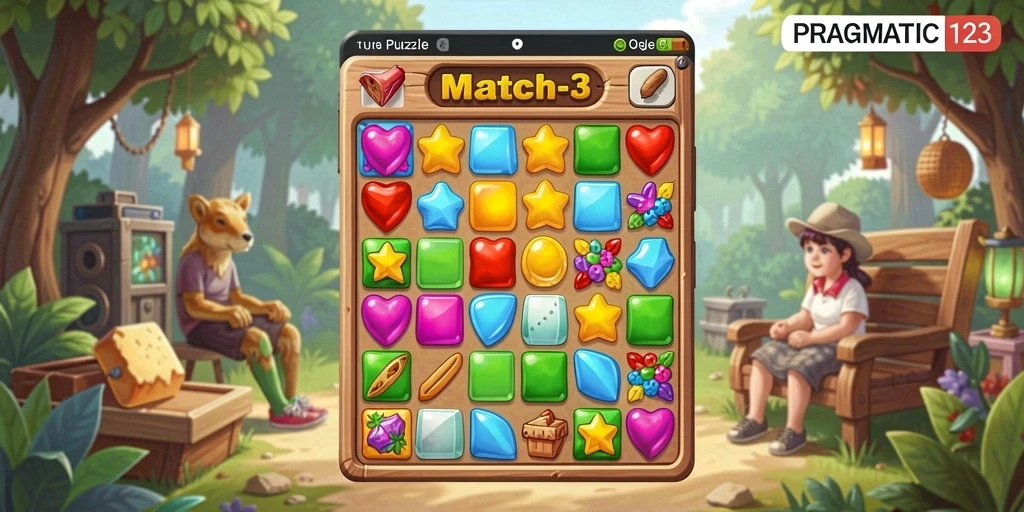 Tampilan gameplay menarik dari PRAGMATIC123 dengan permata berwarna-warni.