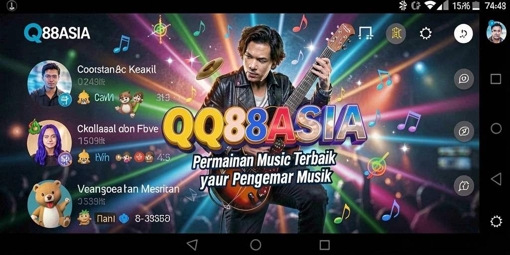 Screenshot gameplay QQ88ASIA yang menampilkan antarmuka permainan musik yang menarik.