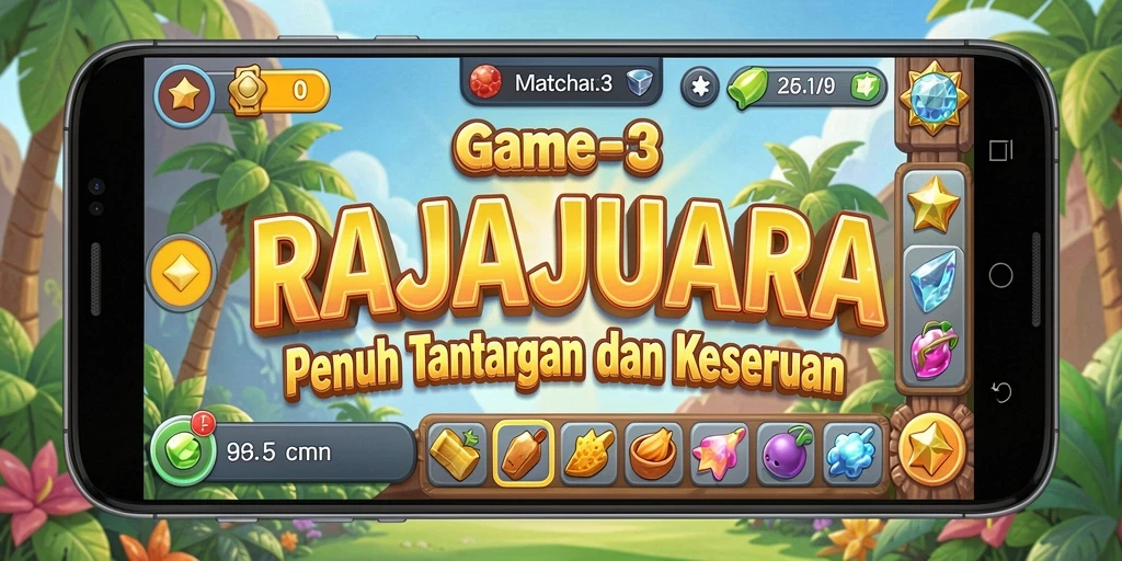Screenshot gameplay RAJAJUARA yang menampilkan serunya permainan Match-3.