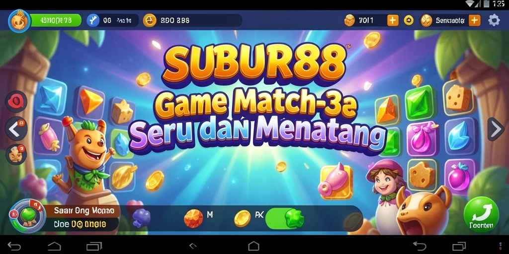 Tampilan gameplay seru di SUBUR88 dengan tantangan Match-3 yang menarik.