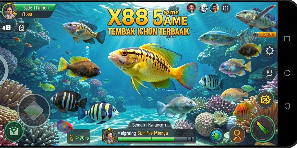 Screenshot gameplay X88 yang menunjukkan aksi Tembak Ikan yang mendebarkan.